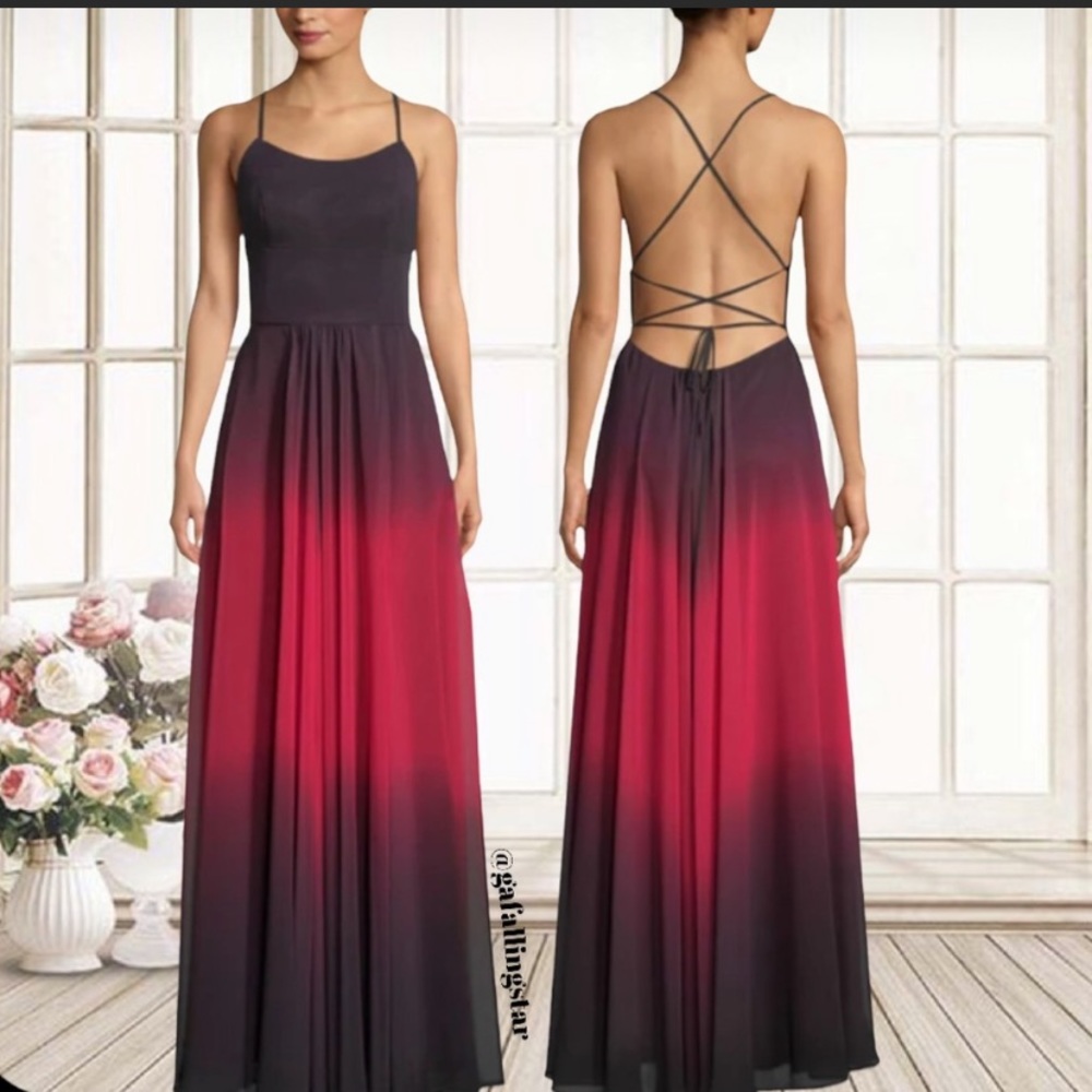 Betsy and Adam Purple/Pink Ombré Dress w/ Beautiful Lace Up Back **NEW**